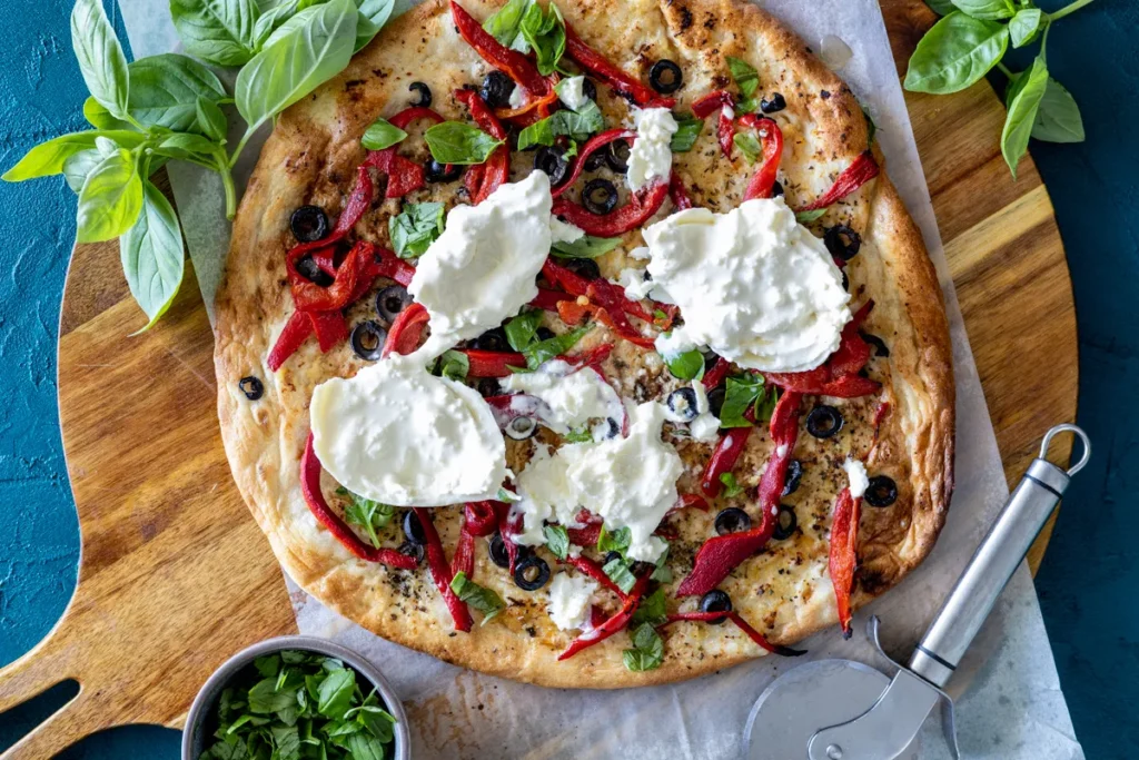 Flatbreads with Roasted Red Pepper Sauce